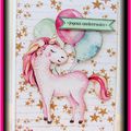 Carte "Joyeux anniversaire" licorne - 8 ans de Louna