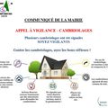 Communiqué de la Mairie - Appel à vigilance - CAMBRIOLAGES - Adoptez les bons réflexes