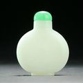 White jade snuff bottle with green stopper, China, 19th century