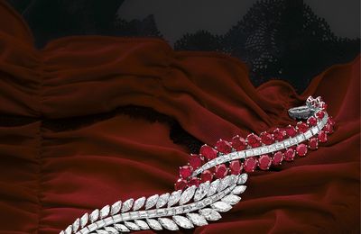 Ruby and diamond 'Foliage' bracelet, circa 1959, Van Cleef & Arpels