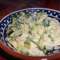 Tagliatelles aux courgettes et amandes, sauce chaude au chèvre