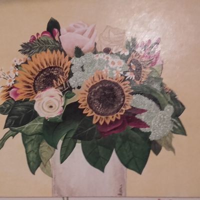 "Bouquet de tournesols", acrylique sur toile, 