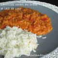 Lentilles corail au crabe et lait de coco