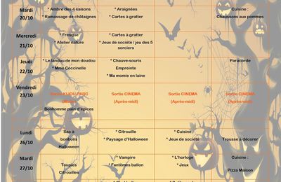 Programme des vacances de la Toussaint 2015