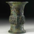  An archaic bronze ritual wine vessel (zun), Late Shang-Early Western Zhou Dynasty, 11th century BC