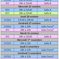 Planning d'entraînements - Vacances de Toussaint