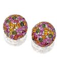 Pair of multi-colored sapphire and diamond earclips, Michele della Valle