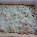 Clafoutis courgettes, feta, lardons