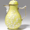 A Meissen yellow-ground coffee pot and cover. Circa 1740.