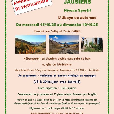Annulation stage sportifs Jausiers