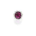 18 Karat Gold, Platinum, 8.78 carats Classic Thailand Ruby and Diamond Ring