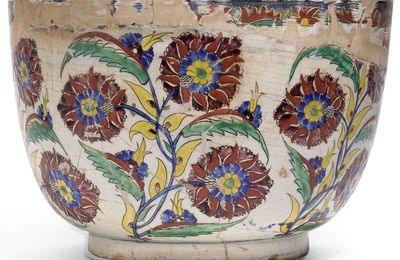 An exceptionally large Kutahya polychrome pottery bowl, Turkey, mid 18th century