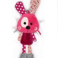 Doudou plat lapin fuchsia rose