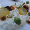 Légumes jeunes et sauce au chèvre frais de Brégalon