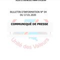 BULLETIN D’INFORMATION N° 04 DU 17.01.2020