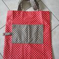 Le sac shopping " Rouge à petit pois"