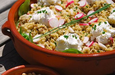 Salade estivale - Salade quinoa/lentilles au chèvre et aux radis