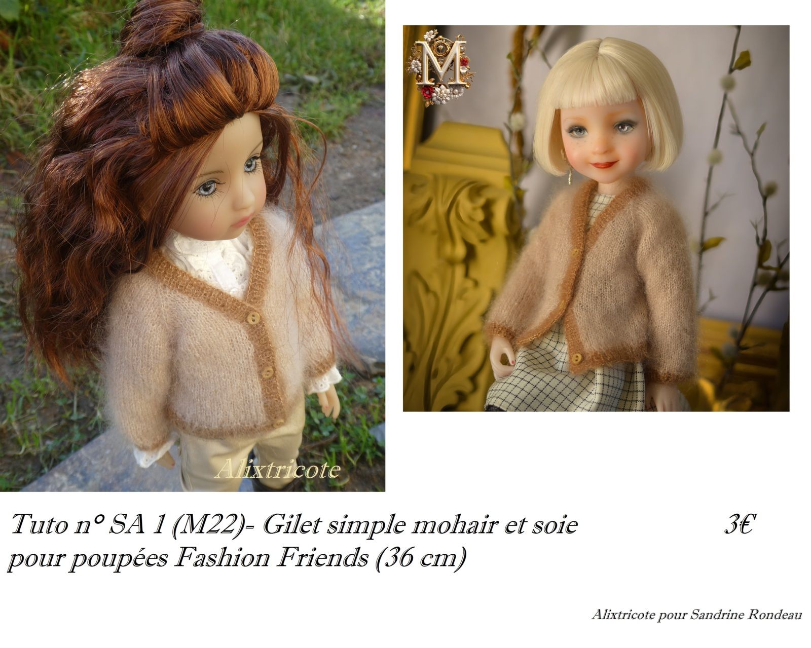 Tuto n° SA 1 (M22) Gilet simple mohair et soie  