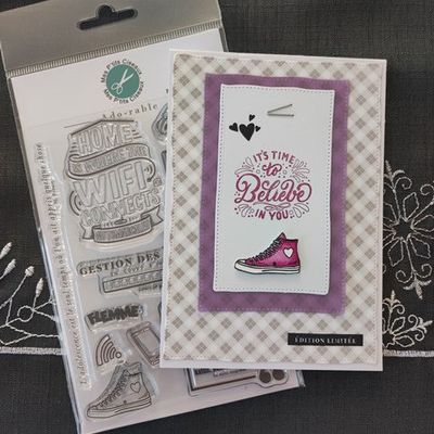 Carte "basket" version rose foncé ...