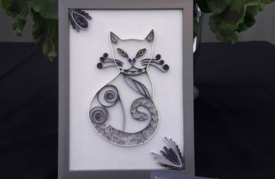 Quilling fleurs et Chat