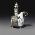 An ottoman silver-mounted chinese porcelain hua base, the mounts ottoman Turkey, 19th century, the porcelain Wanli China