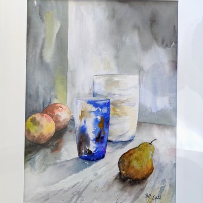 Nature morte verres et fruits