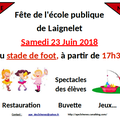 Fête de l'école SAMEDI 23 JUIN 2018, stade de foot de Laignelet