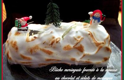 Recette de noël - Bûche mousse au chocolat / éclat de meringues 