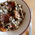 Recette chilienne : Lentilles vertes au riz et saucisse fumée (Morteau)