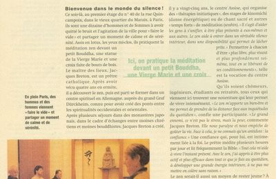 "Le zen, entre Jésus et Bouddha" reportage de Laurent Grzybowski au Centre Assise paru dans La Vie n° 3047, 22 janvier 2004