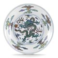 A doucai ‘dragon’ dish, seal mark and period of Qianlong (1736-1795)