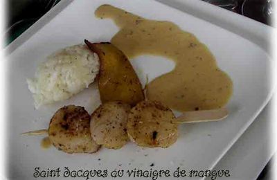 Brochette de Saint -Jacques aux mangues