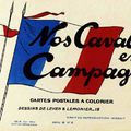 Cartes postales à colorier. Nos cavaliers en campagne. Dessins de Leven et Lemonier