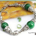 Bracelet Ethnique Capa 3 Perles 12 mm Jade Vert Argent du Tibet