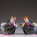 A pair of "Boar Head" tureens and covers, Chinese export porcelain, Qianlong Period (1736-1795)