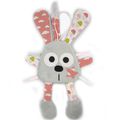 Doudou attache tétine lapin gris rose