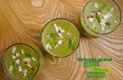 Velouté glacé de mâche au crottin de chèvre et menthe