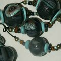 Nouveaux sautoirs (disponibles à la vente) : fil chinois, perles en fimo, métal, bois et rocaille