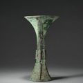 An archaic bronze 'ya zhou' ritual vessel, gu, Shang Dynasty (1600 - 1046 BC)