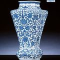 A fine and extremely rare blue and white vase. Qianlong six-character sealmark and of the period (1736-1795)