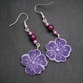 boucles fleurs violettes 8 euros