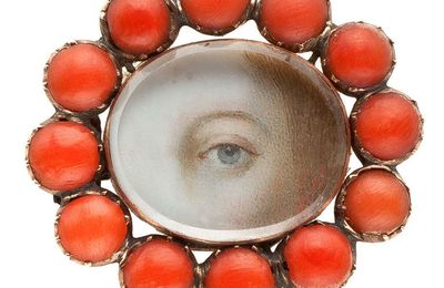 Lover's Eye Brooch with Coral, circa 1825, England