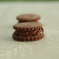 Biscuits noisette/chocolat fourrés chocolat