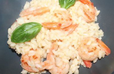 Risotto aux crevettes et basilic