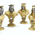 Ensemble de quatre bustes-reliquaires en bronze doré et argent représentant des saints, probablement Naples vers 1690