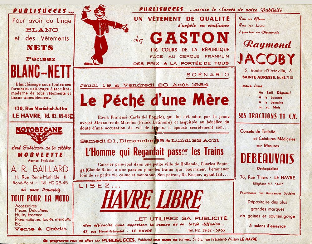 Le Havre Cinéma Gaumont Pathé Lecesne reconstruction Perret star Apollo Grillon Alhambra, Sirius Vox Rex Scala Royal Rio Réau Paris Sainte Adresse Lido  Normandy bombardement 1944