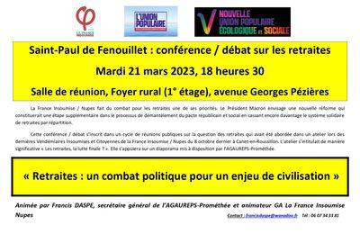 La France Insoumise / Nupes mène la bataille des retraites à Saint-Paul de Fenouillet