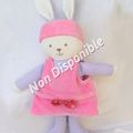 Doudou Peluche Lapin Blanc Violet Robe Rose Noeud Rouge Fleur Corolle 2000