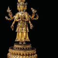 A gilt-bronze figure of Avalokiteshvara , Tibet, 18th century 