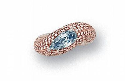 A pear-shaped fancy intense blue diamond and diamond ring